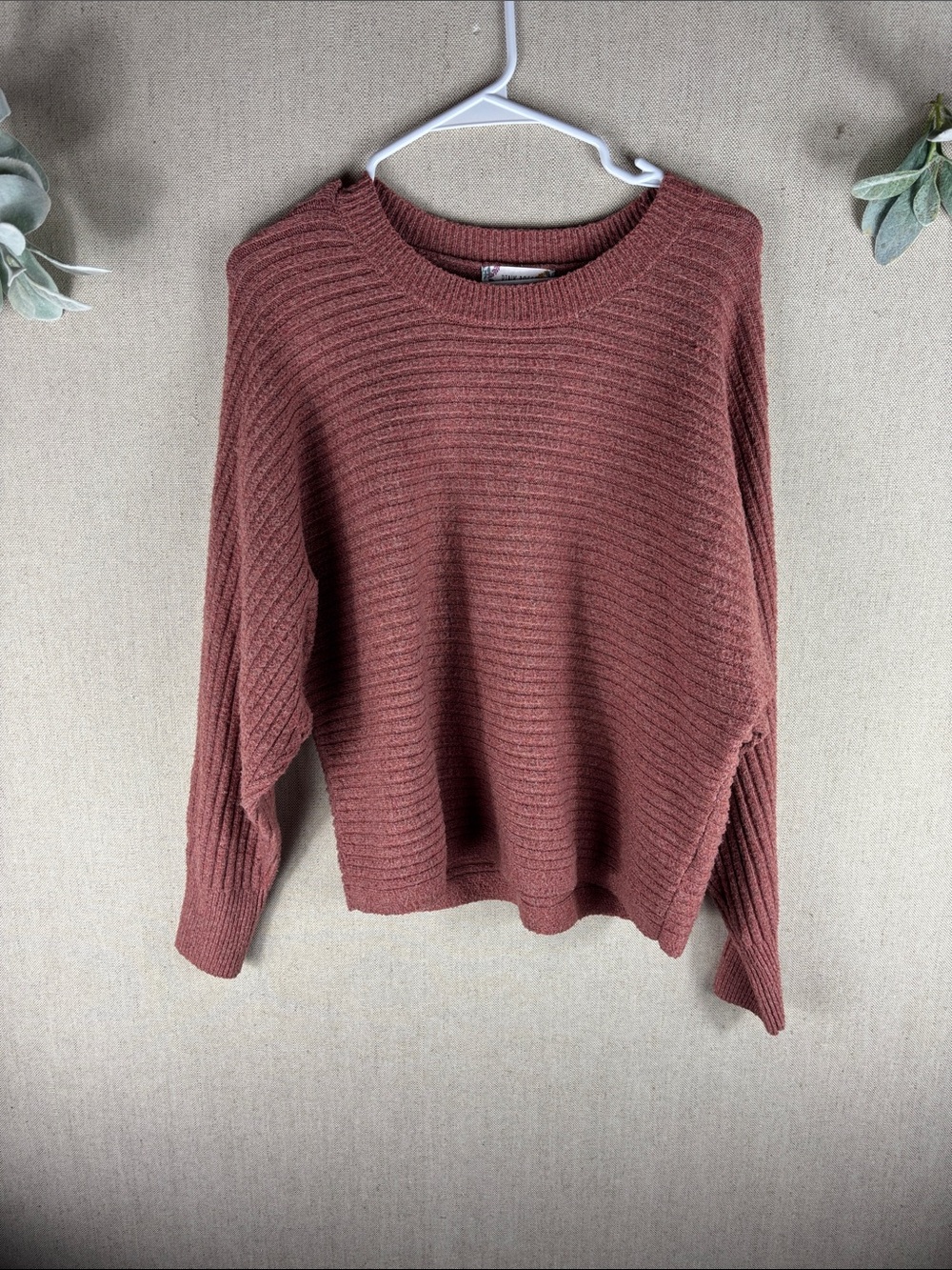 Pink Rose > Ribbed Crewneck Sweater Mauve Medium